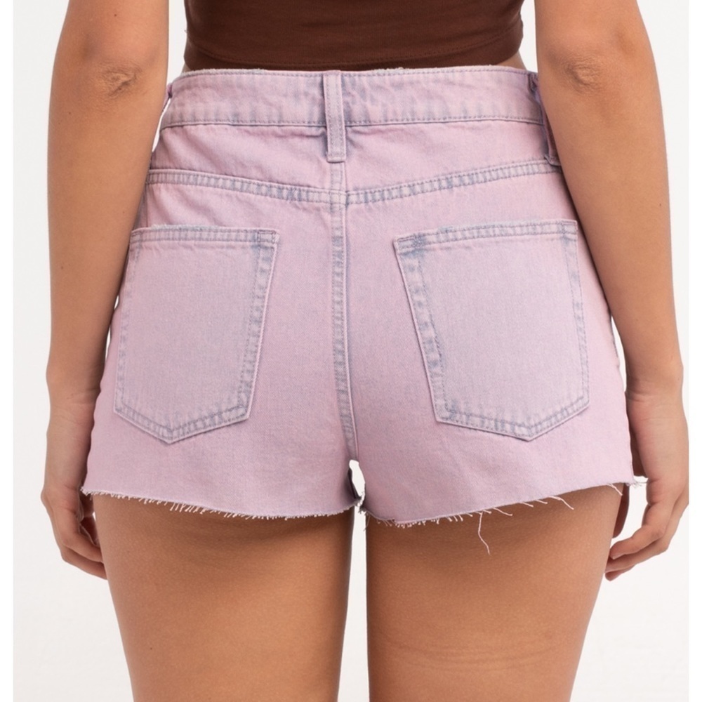 NWT RSQ Pink Acid Wash High Rise Denim Shorts - Picture 3 of 16